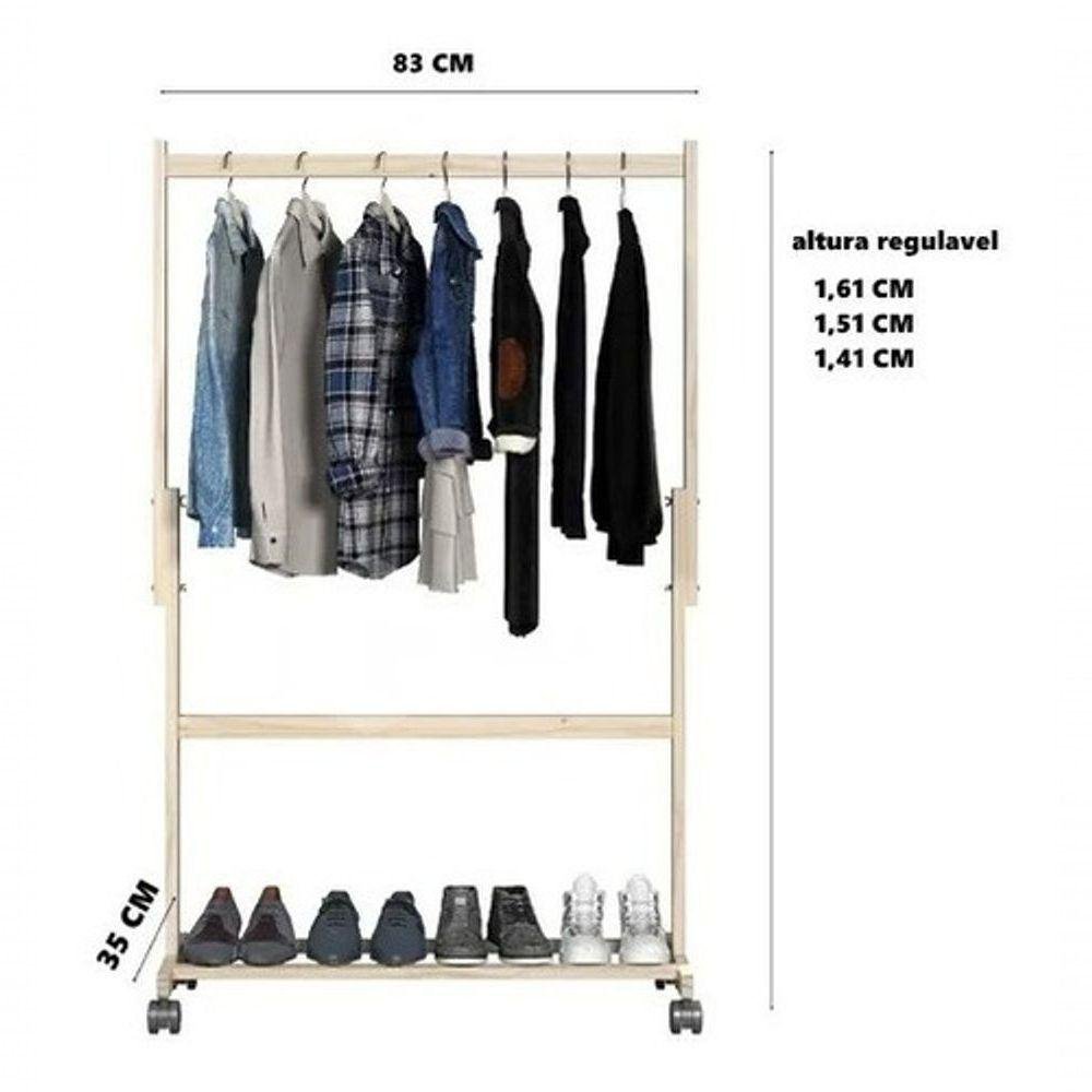 Arara De Chão Para Roupa Infantil Madeira Pinus - 3