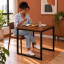 Ver imagem 5 de Mesa de Jantar Reforçada Industrial 70x80cm Tampo Marrom Pés Preto