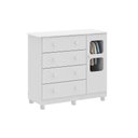 Ver imagem 1 de Cômoda de Quarto Uli c/ 1 Porta Cristal e 4 Gavetas Branco - Peroba