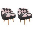 Ver imagem 1 de Kit 02 Poltrona Paloma Pé Palito Suede Grafite E Suede Rosa Bebê