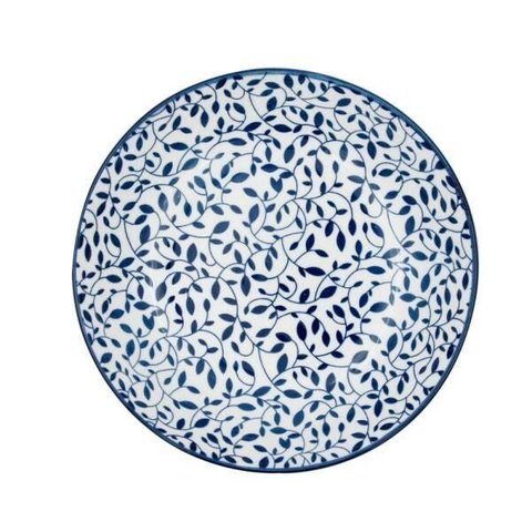 Prato Porcelana Decor Floral Azul e Branco 20,4x20,4x4,9 cm