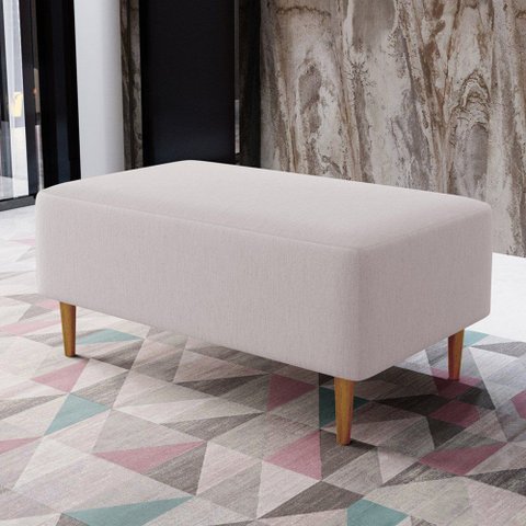 Puff Decorativo Sala de Estar Cléo W01 Pés Palito 90 cm - Lyam Decor Cléo Pés Palito Linho Bege