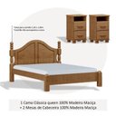 Ver imagem 4 de Conjunto Cama Quenn 1,60m + 2 Mesas de Cabeceira 100% Madeira Maciça - Linha Ouro Finestra Móveis Marrom/Freijó