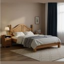Ver imagem 1 de Conjunto Cama Quenn 1,60m + 2 Mesas de Cabeceira 100% Madeira Maciça - Linha Ouro Finestra Móveis Marrom/Freijó