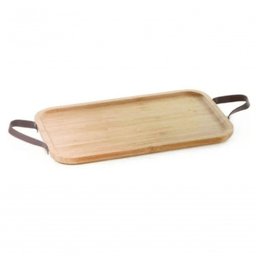Bandeja com Alça em Couro Ecokitchen Bambu 41 Cm - Mimo Style - Bm19131 - 1