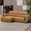 Ver imagem 7 de Sofá Retrátil Reclinável para Sala 4 Lugares 280cm Livorno L06 Couro Camel - Lyam Decor