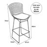 Banqueta Bertoia Preta D60 Assento Bege Cor Bege - 3
