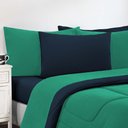 Ver imagem 3 de Kit Edredom + Jogo de Lençol Malha 100% Algodão 7 Peças Casal - Verde Jade-azul Marinho