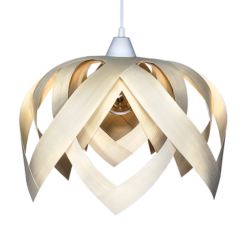 Luminária Lustre Pendente Madeira Teto Sala Quarto Cozinha Flor de Lótus Marfim