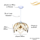 Ver imagem 2 de Luminária Lustre Pendente Madeira Teto Sala Quarto Cozinha Flor de Lótus Marfim