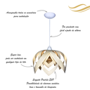 Ver imagem 3 de Luminária Lustre Pendente Madeira Teto Sala Quarto Cozinha Flor de Lótus Marfim