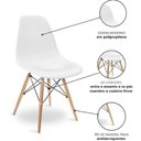 Ver imagem 2 de Cadeira Eiffel Charles Eames Branca com Base de Madeira, Elegância e Conforto