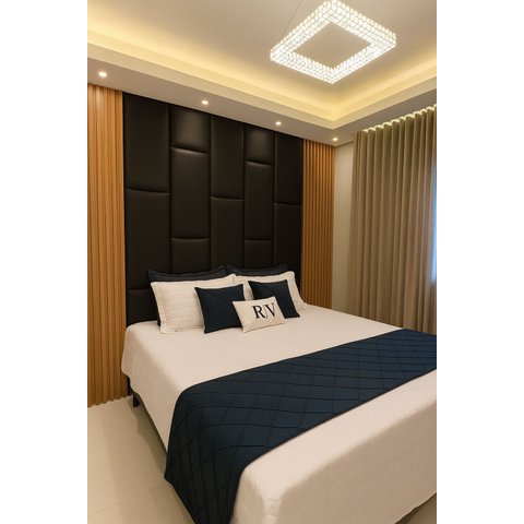 Cabeçeira Dominó 2,70 Altura e 1,60 Largura Modulos Colantes:corino Preto