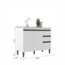 Ver imagem 4 de Balcão para Cozinha 3 Gavetas 2 Portas 120cm Branco