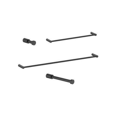 Kit de Acessórios para Banheiro 4 Peças 65,7cm x 5,5cm Flow Preto/Matte Black Celite