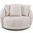 Ver imagem 2 de Poltrona Decorativa Base Giratória em Aço Witta M03 Couríssimo Whisky Linho Bege - Lyam Decor