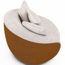 Ver imagem 3 de Poltrona Decorativa Base Giratória em Aço Witta M03 Couríssimo Whisky Linho Bege - Lyam Decor