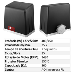 Motor P/ Portão Deslizante Dz Delta Fit 300 220V 3 m 7 s Venti-Delta - 2