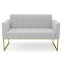 Ver imagem 6 de Sofá Namoradeira Base Industrial Dourado Ana Bouclé Cinza - Ibiza