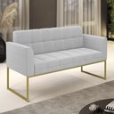 Ver imagem 2 de Sofá Namoradeira Base Industrial Dourado Ana Bouclé Cinza - Ibiza