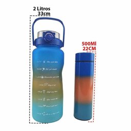 Garrafa Motivacional Squeeze Termica Visor Led Kit 2 Uni Mede Temperatura Agua Cha Bebida Trabalho - 2