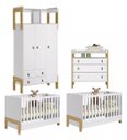 Ver imagem 1 de Jogo Quarto de Bebê para Gêmeos com 2 Berços Cômoda Roupeiro Qmovi