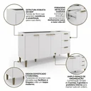 Ver imagem 4 de Balcão de Cozinha sem Tampo com 3 Portas 3 Gavetas Branco
