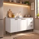 Ver imagem 1 de Balcão de Cozinha sem Tampo com 3 Portas 3 Gavetas Branco