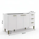 Ver imagem 3 de Balcão de Cozinha sem Tampo com 3 Portas 3 Gavetas Branco