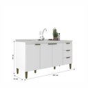 Ver imagem 4 de Balcão de Pia para Cozinha 3 Portas 3 Gavetas