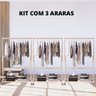 Kit Com Três Araras Para Roupas Madeira Pinus - 2