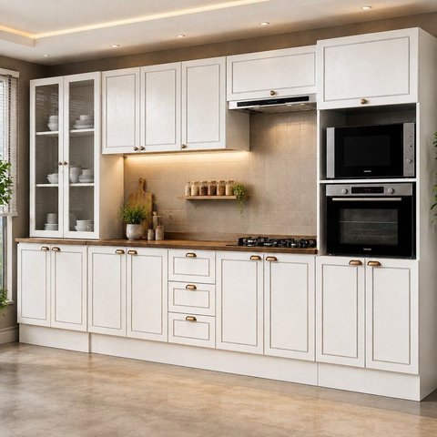 Cozinha Modulada Completa 6 Peças Modelo Americano Provençal Branco/Ébano