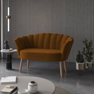 Namoradeira Sofá Pétala 2 Lugares Veludo Terracota- Visalar
