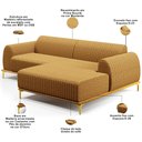Ver imagem 4 de Sofá 4 Lugares com Chaise Direito para Sala de Estar Molino 265cm D02 Base Castanho Pés D'ouro Prime