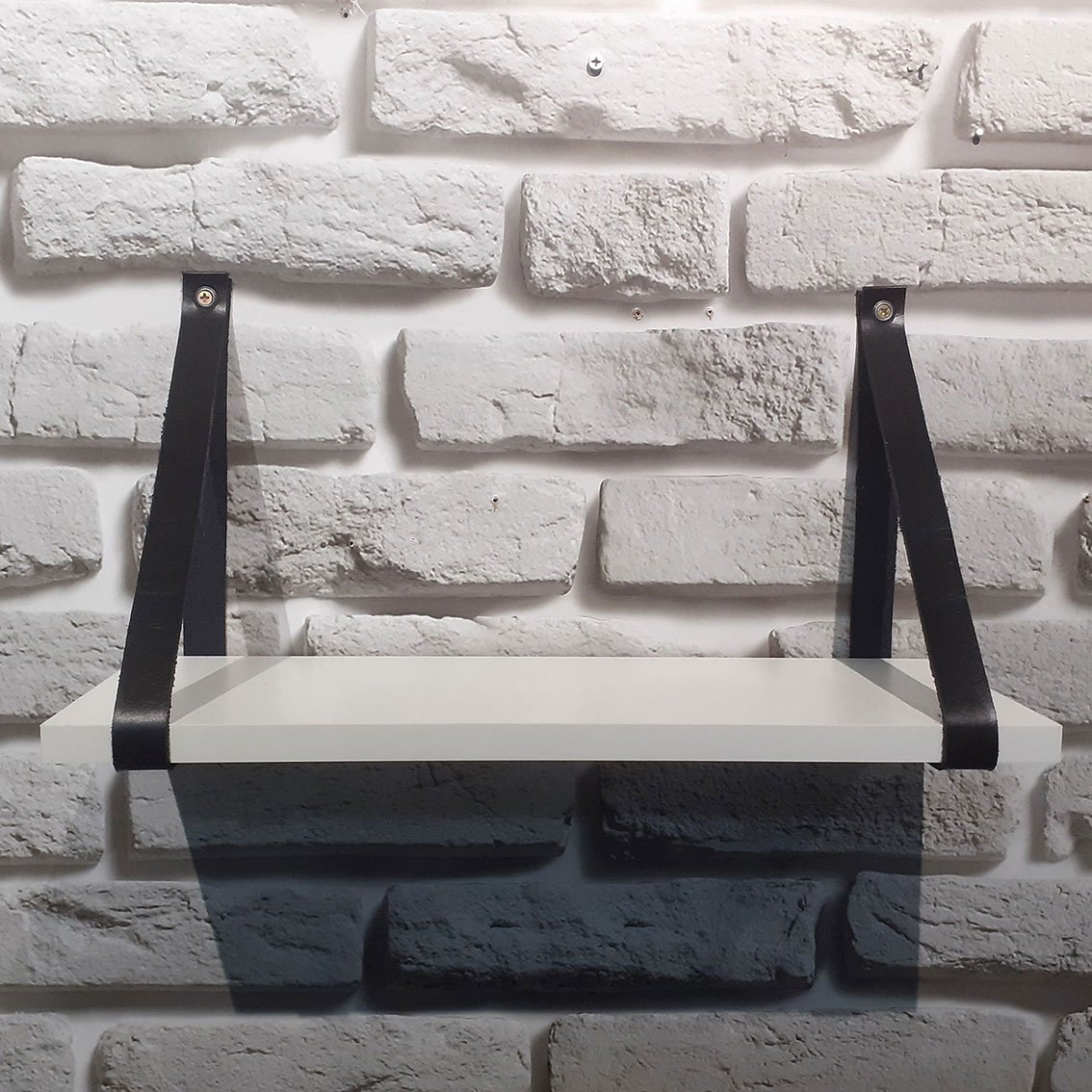 Kit 2 Prateleiras Branca em MDF 60x15cm com alça preta para sala cozinha banheiro quarto - 4