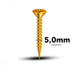 500 Parafusos Rosca Integral Bicromatizado Cabeça Chata 5x60 - 3