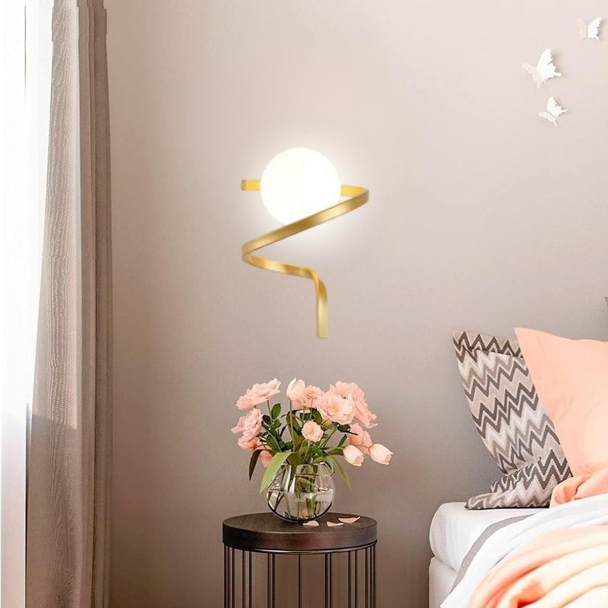 Ver imagem 4 de Luminária Arandela Parede 25cm Jabuticaba Espiral Globo Vidro Gimpo Kjbd-443:dourada