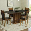 Ver imagem 1 de Conjunto Sala de Jantar Mesa Tampo de Madeira 4 Cadeiras Preto/rustic Elisa Madesa