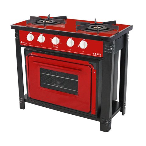 Fogão Industrial com Forno 2 Bocas Duplas Bravo BR2BF Vermelho - Venâncio