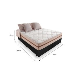 Cama Box Casal Bipartido Tecido Sintético Preto com Colchão Pillow Angel - Bello Box - Molas Ensacad - 2