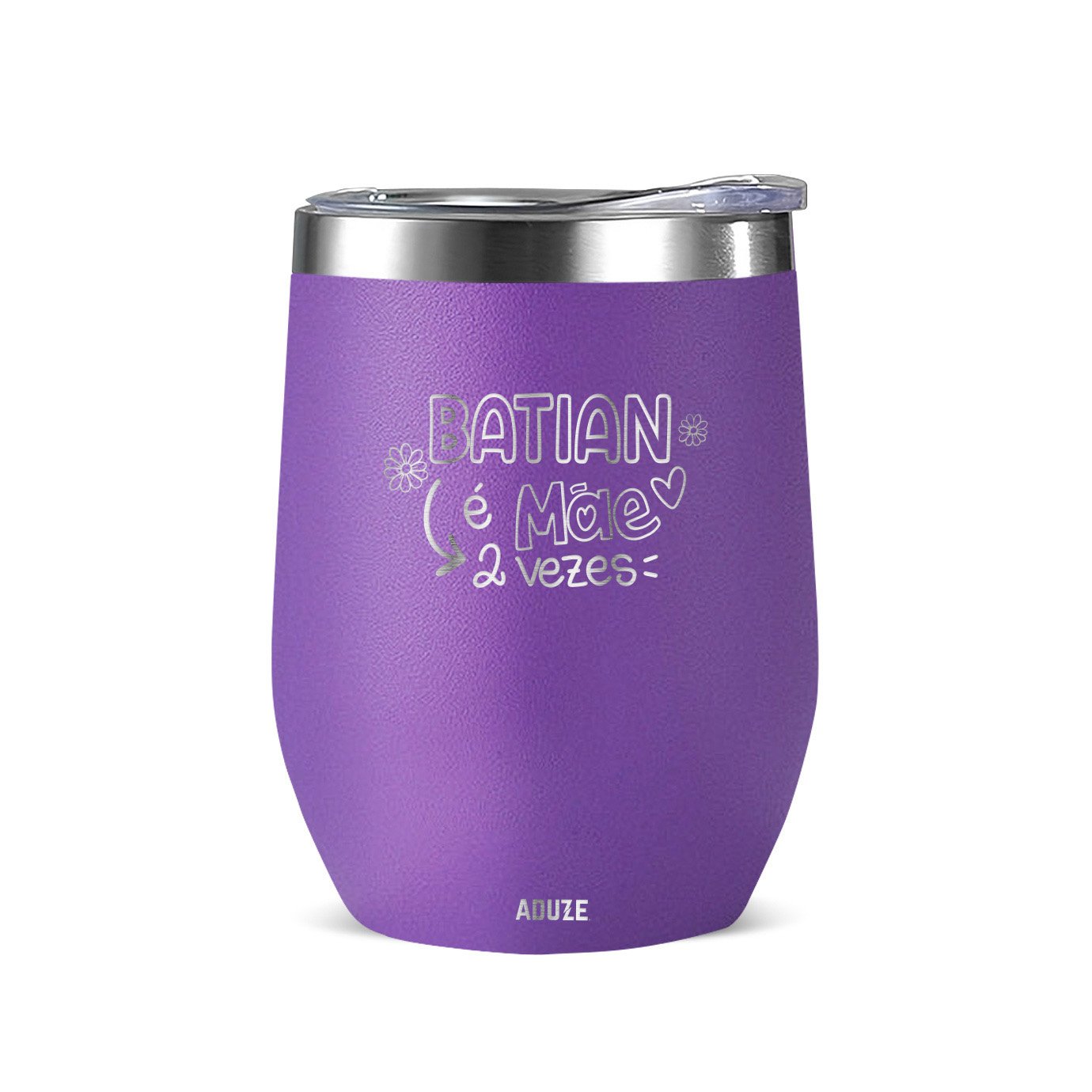 Copo Térmico Aduze Cuia Classic Batian É Mãe 2 Vezes 300ml - Roxo