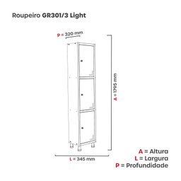 Armário Locker Guarda Volume Aço Light 3 portas 34,5x179,5cm - 4