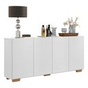 Ver imagem 1 de Aparador Buffet 4 Portas com Pés Quadrados Veneza Multimóveis V3557 Branco/Natural