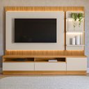 Ver imagem 2 de Painel com Rack Bancada e Módulo Lateral Singapura 238cm Tv até 70 Tauari/off White G77 - Gran Belo