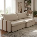 Ver imagem 2 de Sofá Cama 3 Lugares Retrátil 200cm Linho Bege Linho Luxo Cru