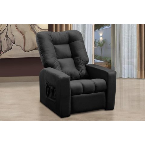 Poltrona do Papai Reclinável Ibiza Suede Preto Mirra Decor