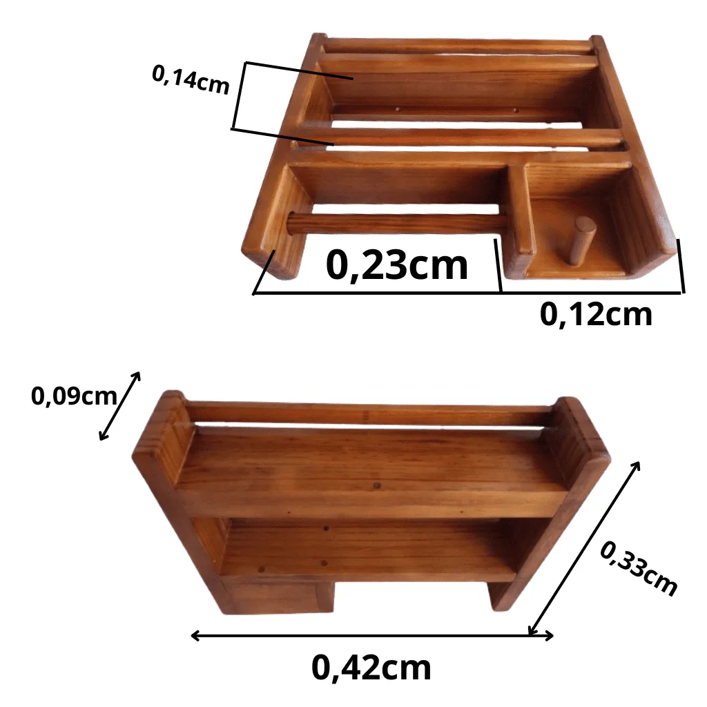 Porta Temperos, Modulo Prateleira , Especiarias, Papel Toalha Cor Imbuia - 8