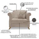 Ver imagem 7 de Kit 2 Poltronas e Sofá Living 2 Lugares 1,60m Vênus Linho Areia Pés Castanho - Pallazio