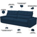 Ver imagem 3 de Sofá Retrátil Reclinável para Sala de Estar Living 290cm Dimas F04 Veludo Azul - Lyam Decor