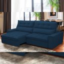 Ver imagem 1 de Sofá Retrátil Reclinável para Sala de Estar Living 290cm Dimas F04 Veludo Azul - Lyam Decor